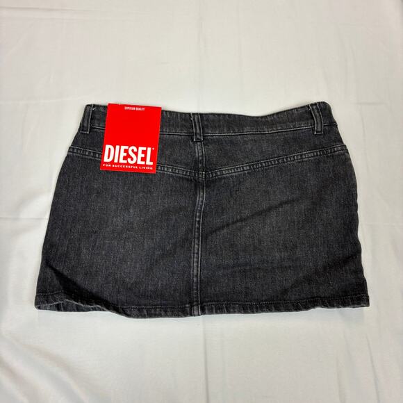 NWT Diesel De Ron Low Rise Cut Out Logo Denim Mini Skirt Women's 27 Y2K Grunge - Picture 3 of 11